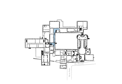 The St. Augustin Staircase highlighted on a floor plan map.