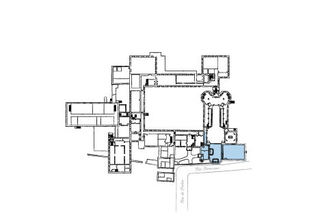 The Sacristy and the outer chapel highlighted on a map.