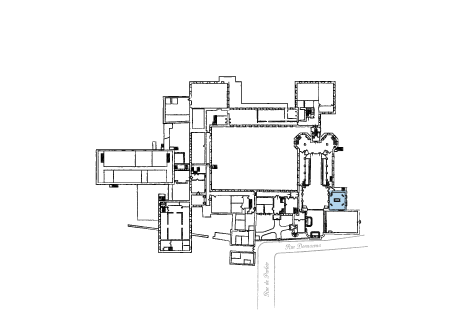 The tomb of the Mary of the Incarnation highlighted on a floor plan map.